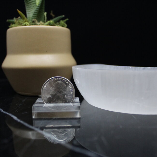 Selenite (Satin Spar Gypsum) Crescent Moon Charging Bowl - Medium (6")