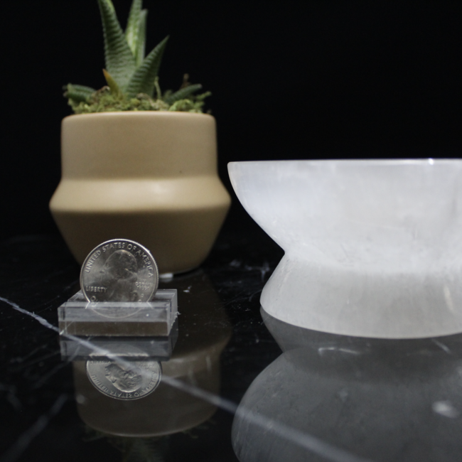 Selenite (Satin Spar Gypsum) Charging Bowl with Pedestal - Medium