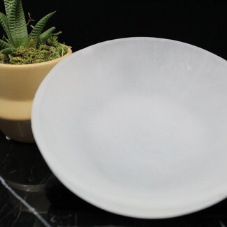 Selenite (Satin Spar Gypsum) Charging Bowl Dish - 5.5" Round Large