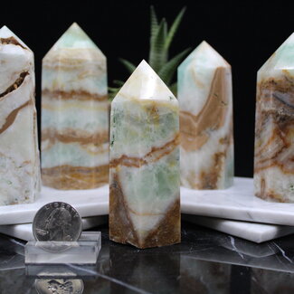 Green Calcite Towers - 3-4" Points Generators - Medium