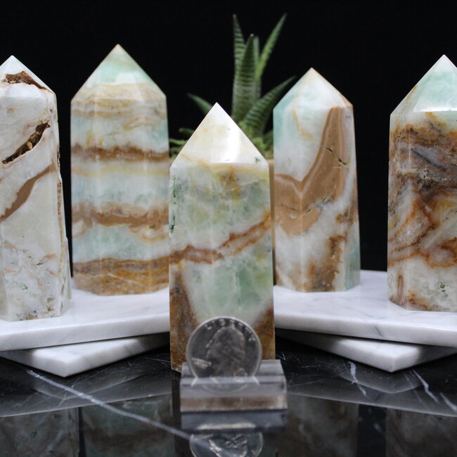 Green Calcite Towers - 3-4" Points Generators - Medium