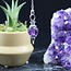 Amethyst Pendulums - Round Sephoroton Dowsing Divination Silver Chain - Gemstone Crystal