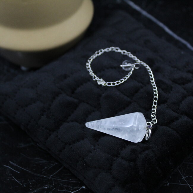 Clear (Crystal) Quartz Pendulums - Dowsing Hexagonal Faceted Point Divination - Silver Chain Crystal Gemstone