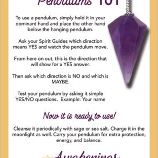 Clear (Crystal) Quartz Pendulums - Dowsing Hexagonal Faceted Point Divination - Silver Chain Crystal Gemstone