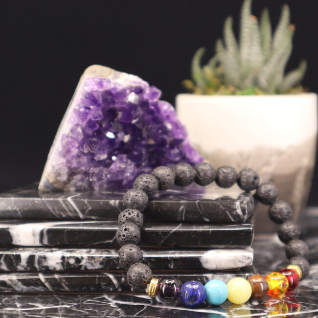 Chakra Oil Diffuser with Lava Bracelets - 8mm