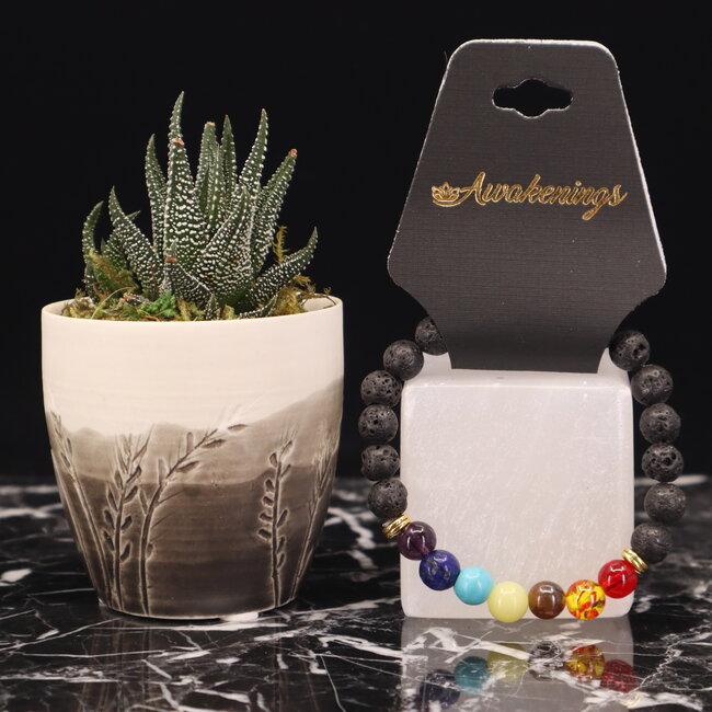 Chakra Oil Diffuser with Lava Bracelets - 8mm