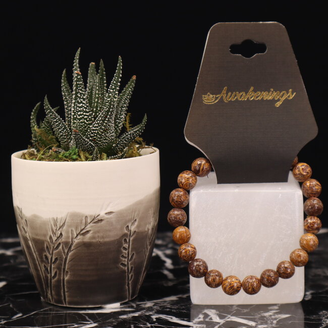 Arabic Miriam Jasper (Calligraphy Script Stone) Bracelets - 8mm