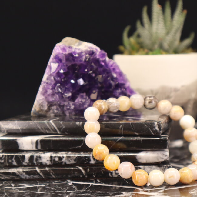 Bamboo Leaf Agate Bracelets - 8mm