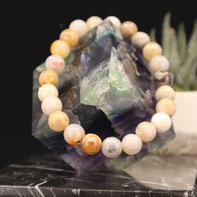 Bamboo Leaf Agate Bracelets - 8mm