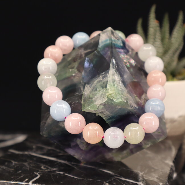 Mixed Pastel Morganite Bracelet - 6 - 8mm Multi Colored