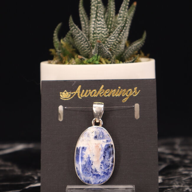 Sodalite Pendant Large Oval Sterling Silver