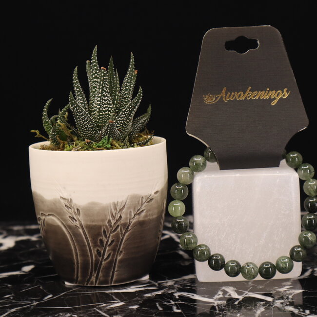 Green Rutilated Rutile Quartz Bracelets - 8mm Epidote Inclusions