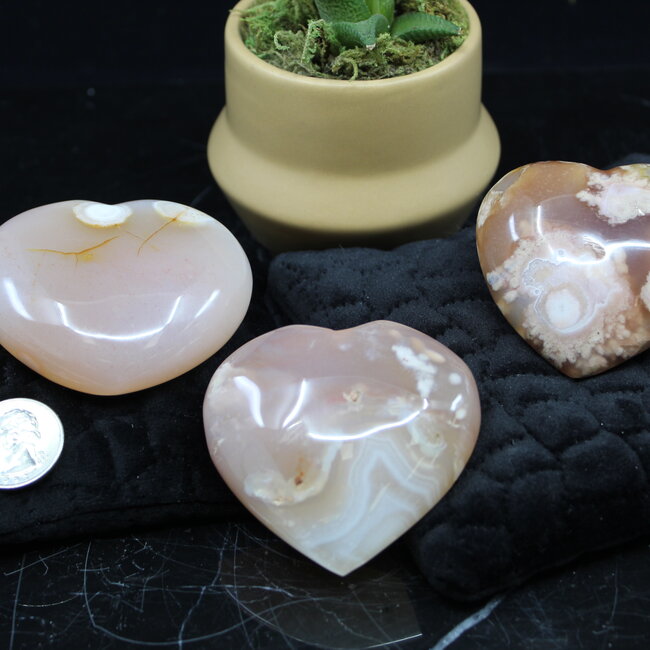 Flower Agate (Cherry Blossom) Hearts - Large