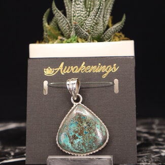 Chrysocolla Pendant Rounded Triangle Sterling Silver