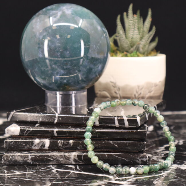 Green Moss Agate Bracelets - 4mm Mini