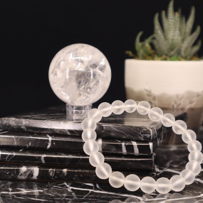 Matte Clear Quartz Bracelets  - 8mm
