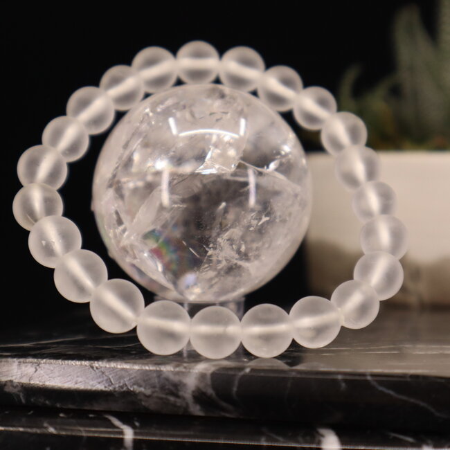 Matte Clear Quartz Bracelets  - 8mm