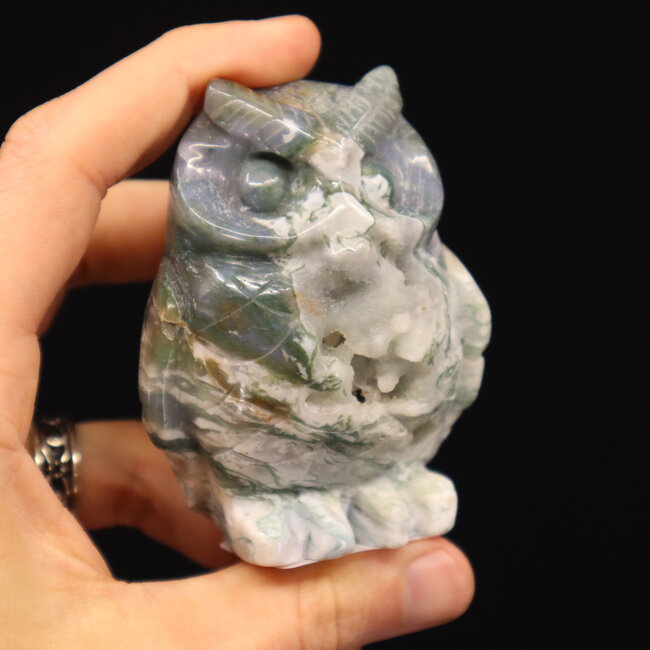 Moss Agate Owls - Large 3"