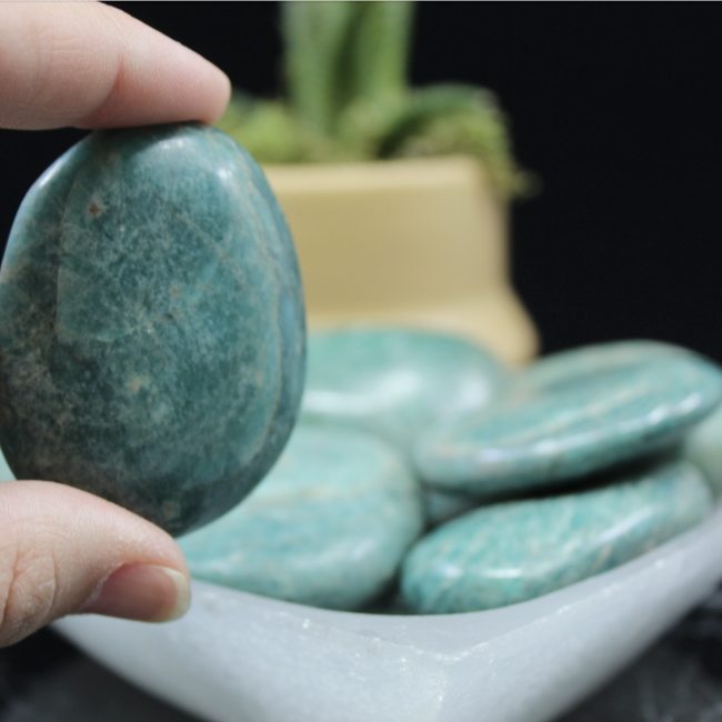 Amazonite Palm Pillow Stone -Medium