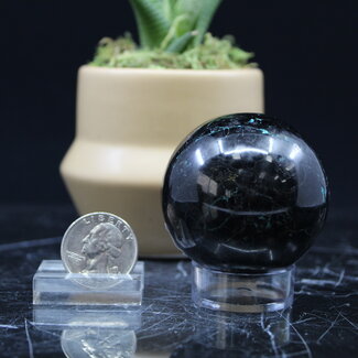 Black Tourmaline with Chrysocolla Inclusion Sphere Orb - 55mm
