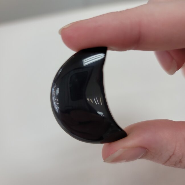 Black Obsidian Crescent Moon - Medium