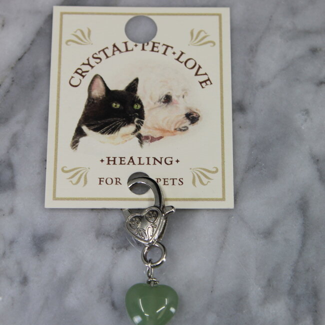 Pet Pendant (Heart) Charm - Green Aventurine (Healing) Dog Cat Animal Collar