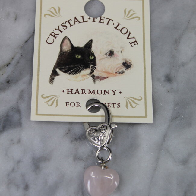 Pet Pendant (Heart) Charm - Rose Quartz (Harmony)-Dog Cat Animal Collar