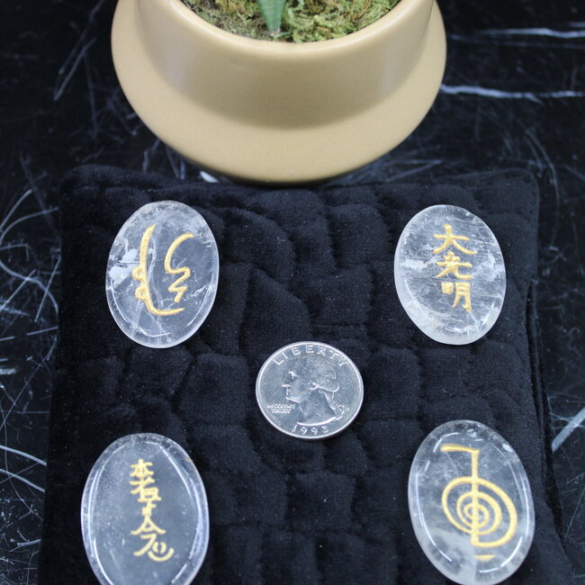 Reiki Symbols on Clear Quartz Set
