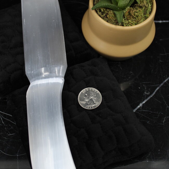 Selenite (Satin Spar Gypsum) Knife Dagger Large - 10" Cord Cutting