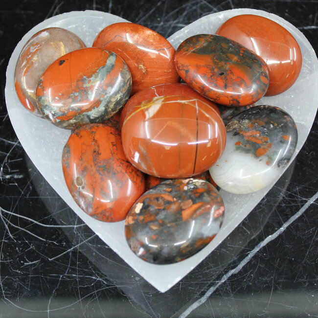 Brecciated Red Jasper - Palm Pillow Pocket Stone