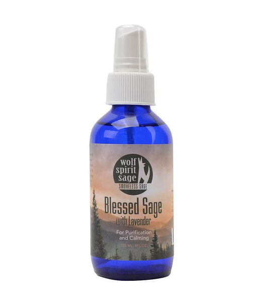 Blessed Sage & Lavender Smudge Spray 4 oz - Clear Quartz & Amethyst Crystal Infused Room Spray