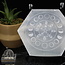 Selenite (Satin Spar Gypsum) Charging Disks Plates - Hexagon Moon Phases Medium Etched