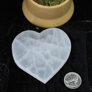 B9 Selenite (Satin Spar Gypsum) Hearts Charging Plates - 3.5"Medium