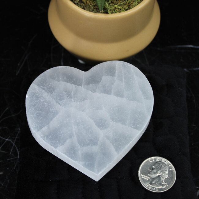 Selenite (Satin Spar Gypsum) Hearts Charging Plates - 3.5"Medium