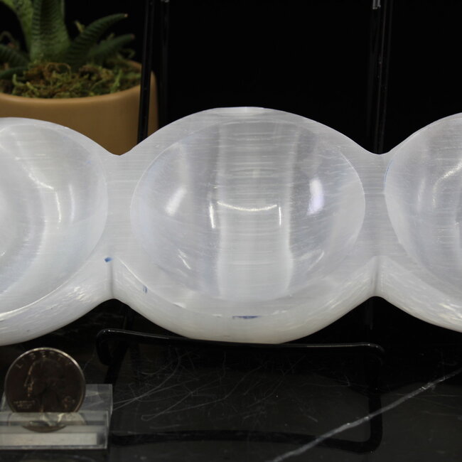 Selenite (Satin Spar Gypsum) Charging Bowl Dish - 5.5" Triple Moon Small
