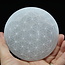 Selenite (Satin Spar Gypsum) Charging Disks Plates Station - 6" Round Circle Flower Seed of Life Medium