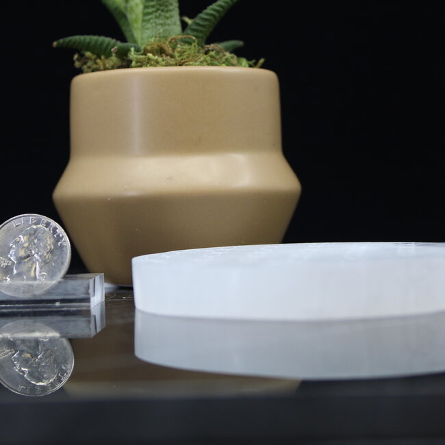 Selenite (Satin Spar Gypsum) Charging Disks Plates Station - 6" Round Circle Flower Seed of Life Medium