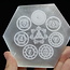 Selenite (Satin Spar Gypsum) Charging Disks Plates Station - 3.5" Hexagon Chakra Symbols Medium