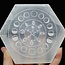 Selenite (Satin Spar Gypsum) Charging Disks Plates - Hexagon Moon Phases Medium Etched