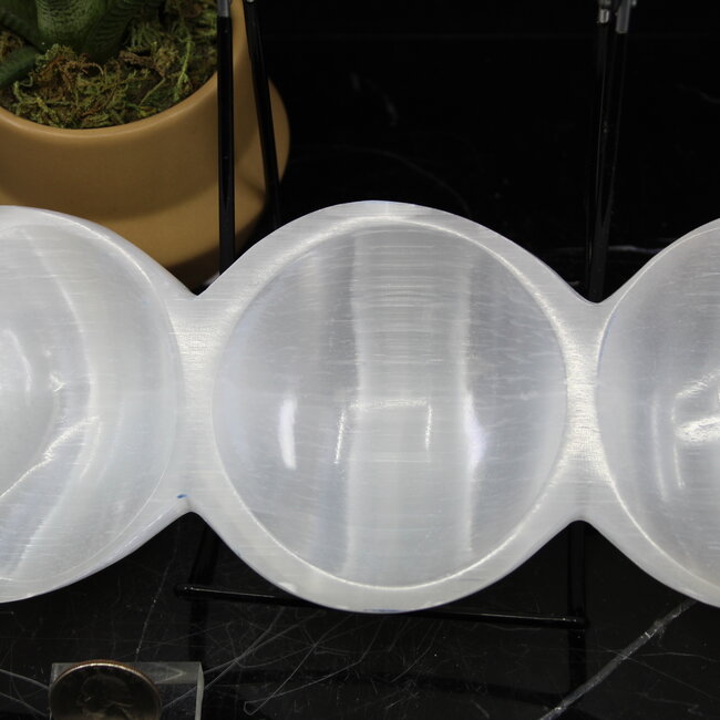 Selenite (Satin Spar Gypsum) Charging Bowl Dish - 5.5" Triple Moon Small