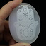 Selenite (Satin Spar Gypsum) Hamsa (Fatima Miriam Khamsa) Hand Engraved Palm Pillow Pocket Stone - 1.5"