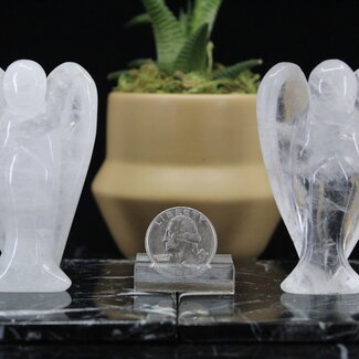 A96 Clear Quartz Angels - Medium 3" Figurine Carving