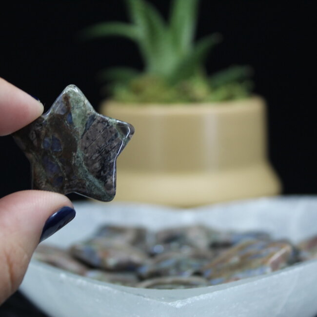 Que Sera (Blue Opal Llianite Galaxy Rhyolite Liberite Glaucophane) Stars - Medium