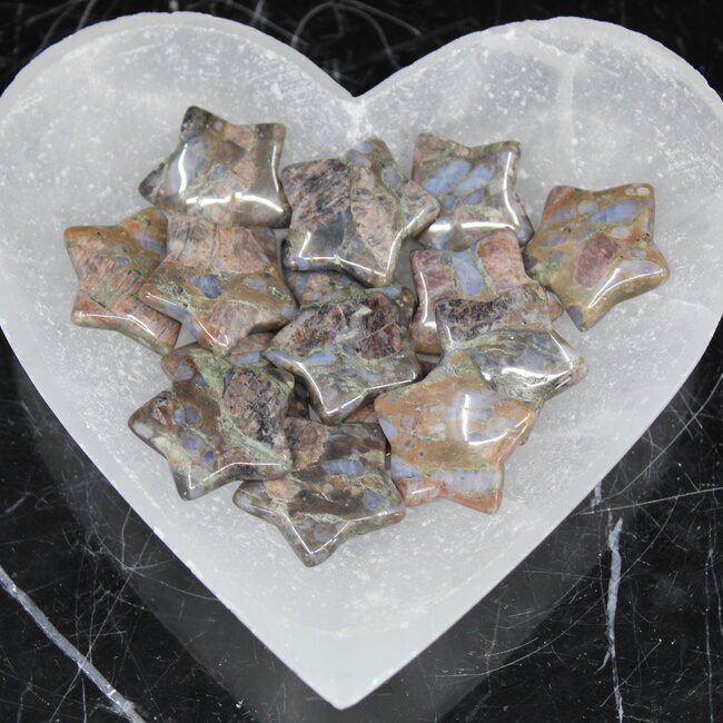 Que Sera (Blue Opal Llianite Galaxy Rhyolite Liberite Glaucophane) Stars - Medium