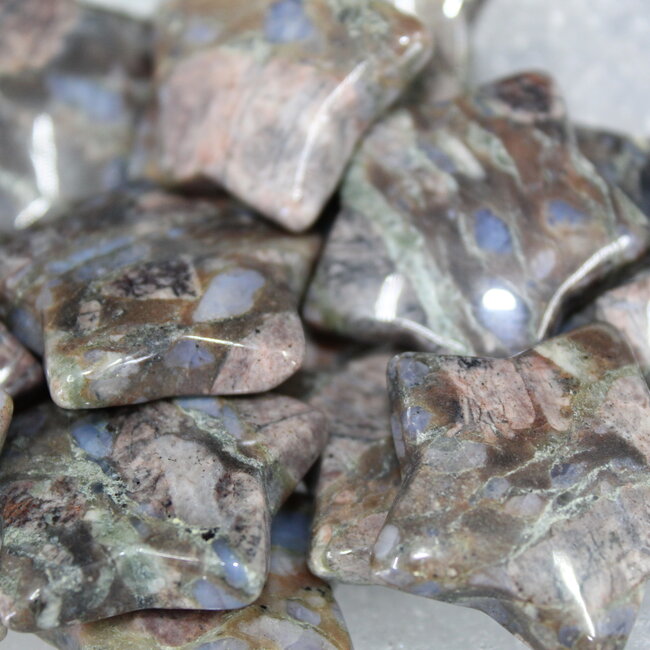 Que Sera (Blue Opal Llianite Galaxy Rhyolite Liberite Glaucophane) Stars - Medium