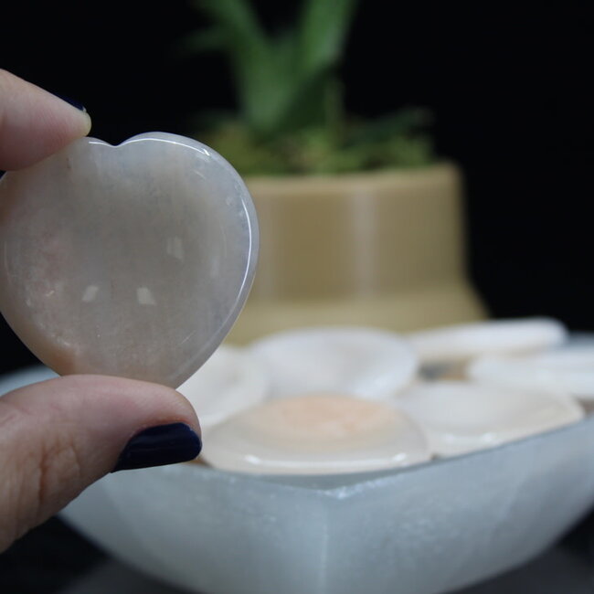 Pink Calcite Worry (Thumb Fidget Relaxation Pocket) Stones - Hearts