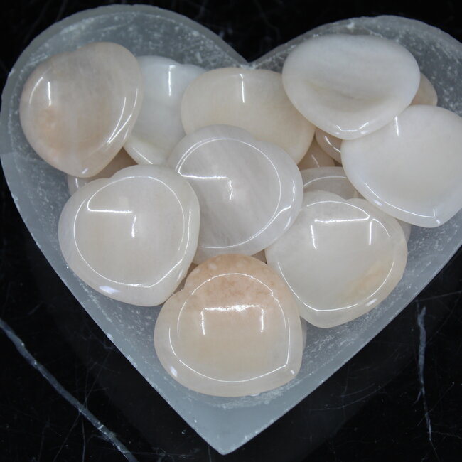 Pink Calcite Worry (Thumb Fidget Relaxation Pocket) Stones - Hearts