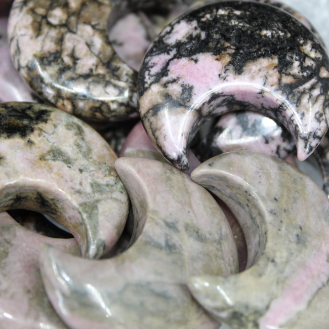 Rhodonite Crescent Moons - Medium