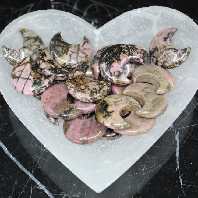 Rhodonite Crescent Moons - Medium