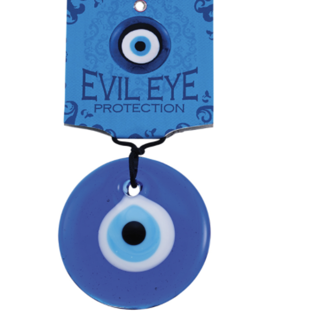 Evil Eye Wall Hanging Decor - Blue Glass 2.5" (Medium) - Door Window Protection